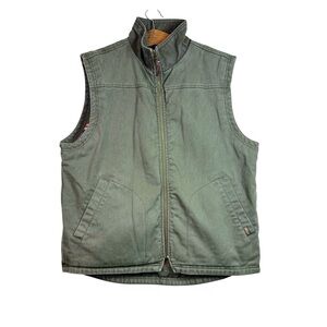 Vintage Woolrich Mens Green Hunter Duck Canvas Blanket Fleece Lined Vest Size XL